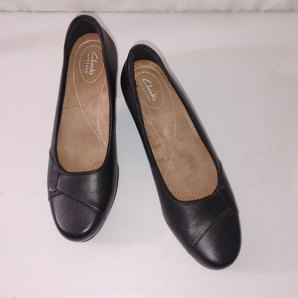 Clarks Black Slip On's
